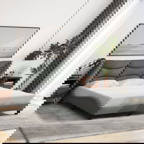 Furnova Posteljni okvir z LED brez vzmetnice temno siv 120x200 cm blago, (21935975) Slike