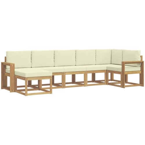 vidaXL Zunanja garnitura za sedenje 7 pcs Bela in krem Poliester, (5000280674) Cene