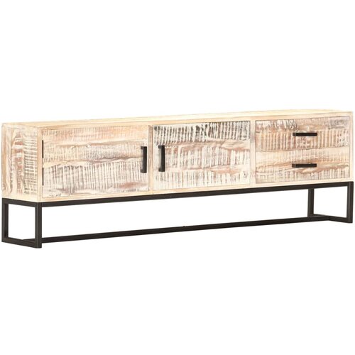 Furnova TV omarica bela 140x30x45 cm trden akacijev les, (21923155) Slike