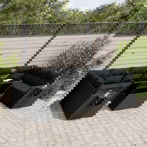 vidaXL 10-dijelni set vrtnih sofa s jastucima crni od poliratana Cijene