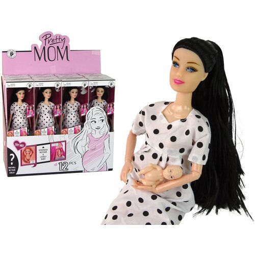  Trudna lutka za igru u bijeloj haljini sa crnim točkicama - 30 cm Cijene