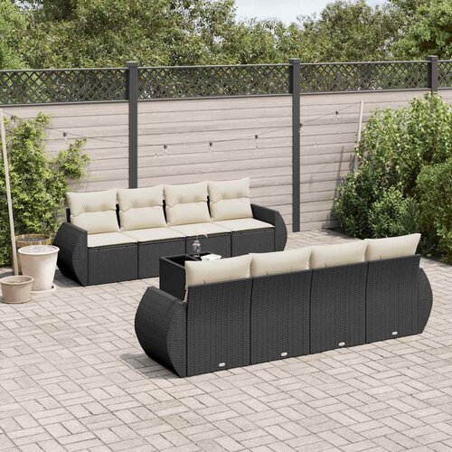  9-dijelni set vrtnih sofa s jastucima crni od poliratana Cijene