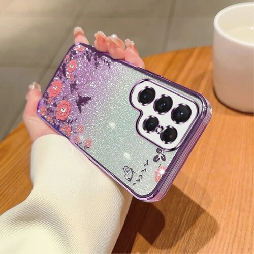 MASKA za Samsung Galaxy S24 Ultra Flower Pattern Glitter Purple Cijene