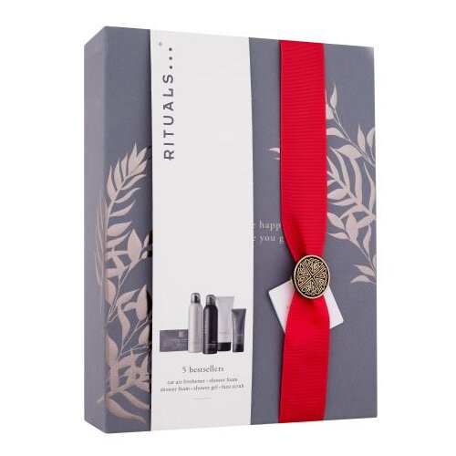 Rituals Homme Gift Set set: pena za prhanje Homme Shower Foam 200 ml + pena za prhanje Sport Shower Foam 200 ml + gel za prhanje Sport Cooling Shower Gel 200 ml + piling za obraz Homme Charcoal Face Scrub 70 ml + osvežilec za vozilo Luxury Car Air Freshener za mo&amp;scaron;ke Slike