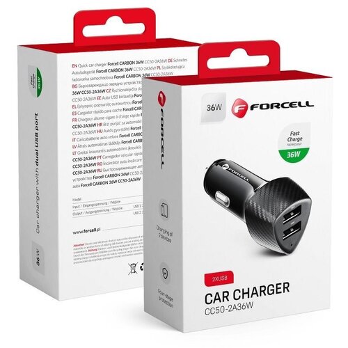 forcell Auto punjac FORCELL CARBON CC50-2A 2 x USB A QC3.0 3A 36W crni Cene
