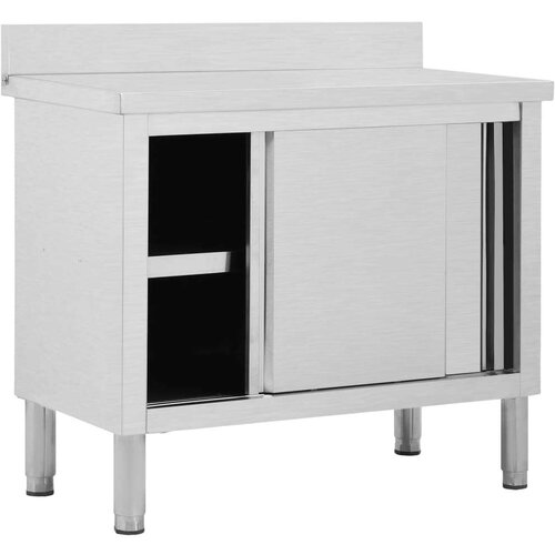VidaXL Radni stol s kliznim vratima 100 x 50 x (95 - 97) cm od čelika Slike