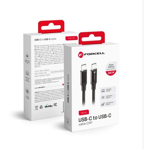 Forcell kabal C391 type c na type c 100w 4.0 1m crni Slike