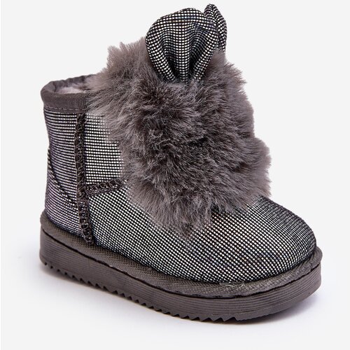 Kesi Children's snow boots insulated with fur, grey Betty, with ears Cene