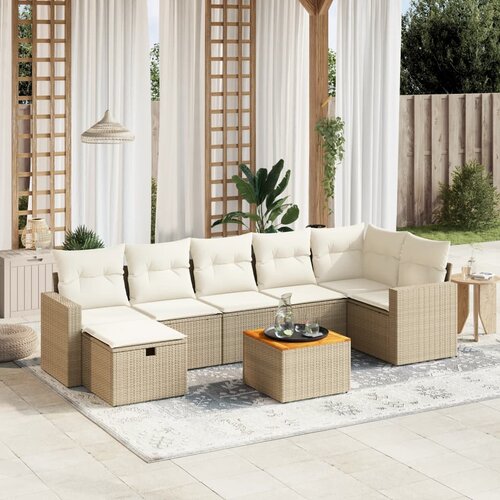vidaXL 8-dijelni set vrtnih sofa od poliratana s jastucima bež Cijene