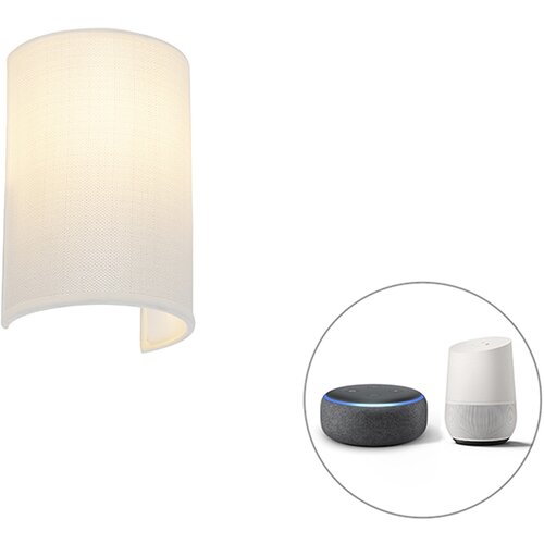 QAZQA Pametna stenska svetilka bela vključno z Wifi A60 - Simple Drum Jute Slike