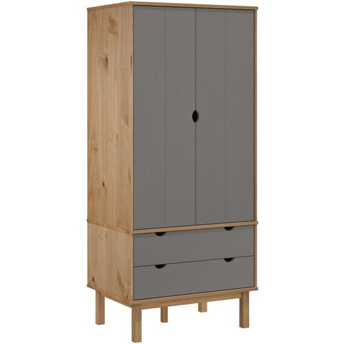 VidaXL Garderobna omara OTTA rjava in siva 76,5x53x172 cm borovina, (20705450) Slike