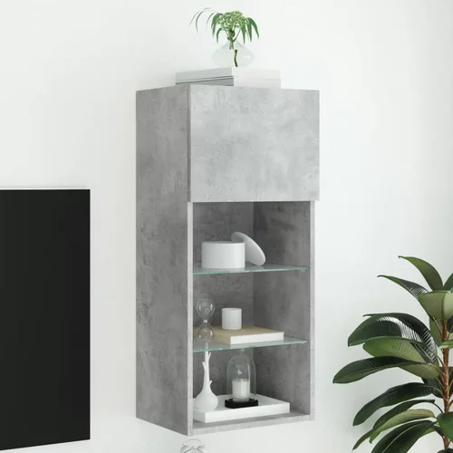 TV ormarić s LED svjetlima siva boja betona 40,5x30x90 cm