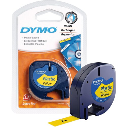 Dymo Kaseta s trakom za LetraTag, 12 mm, 4 m, plastika žuta, S0721620 Slike