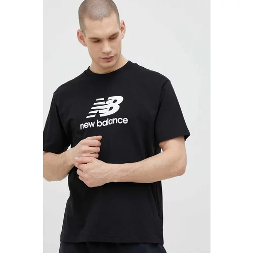 New Balance Pamučna majica boja: crna, s uzorkom
