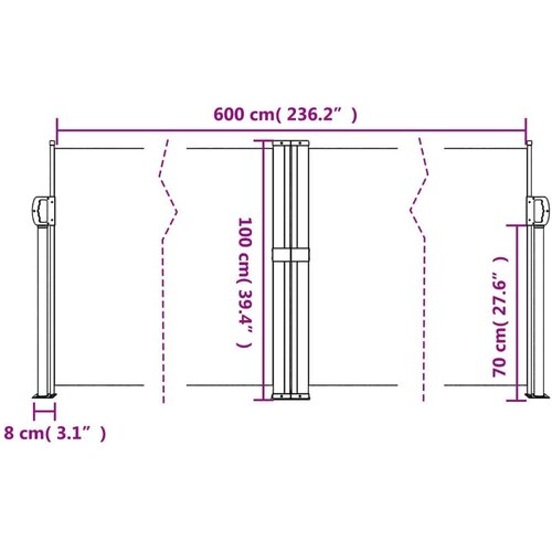  Uvlačiva bočna tenda 100 x 600 cm crvena Slike