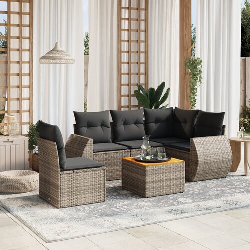 VidaXL 6-dijelni set vrtnih sofa od poliratana s jastucima sivi Slike