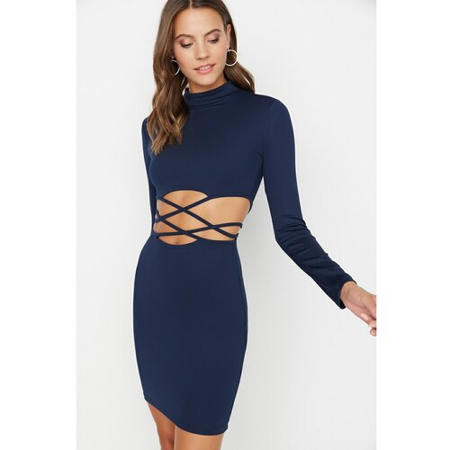 Trendyol Navy Blue Cut Out Detailed Knitted Dress Cene