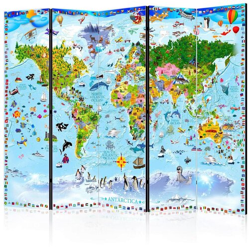 Artgeist Paravan World Map For Kids, 5-Delni, Akustičen Cene