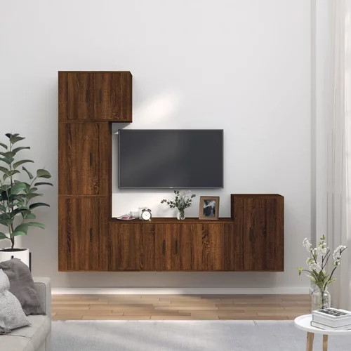 vidaXL Komplet TV omaric 5-delni rjav hrast inženirski les