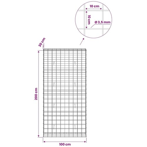  Gabion s žicom debljine 3 5 mm i mrežom 10x10 cm 100x30x200 cm - 30 cm 200 cm 100 cm Slike