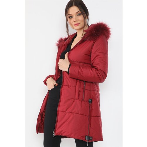 Dewberry Z6668 WOMEN'S COAT-BURGUNDY Cijene