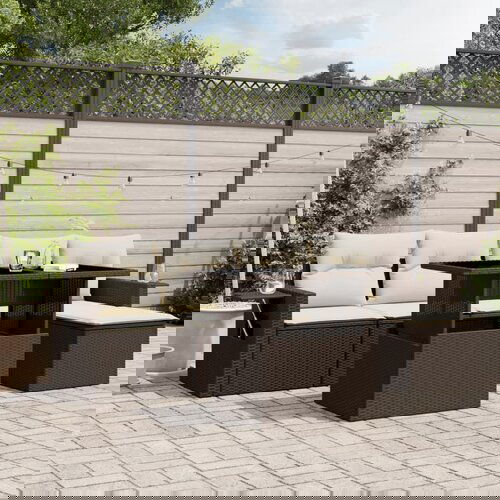 The Living Store Vrtna sedežna garnitura 6-delna z blazinami rjav poli ratan - Vrtna Sedežna Garniture, (21627001) Cene