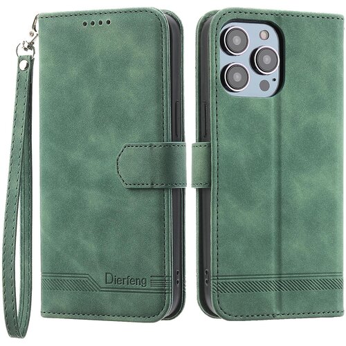 INORCO DIERFENG DF-03 za iPhone 14 Pro Max PU usnjena torbica z vtisnjenimi črtami, odporna proti udarcem, pokrov stojala za telefonsko denarnico, (22035977) Cene