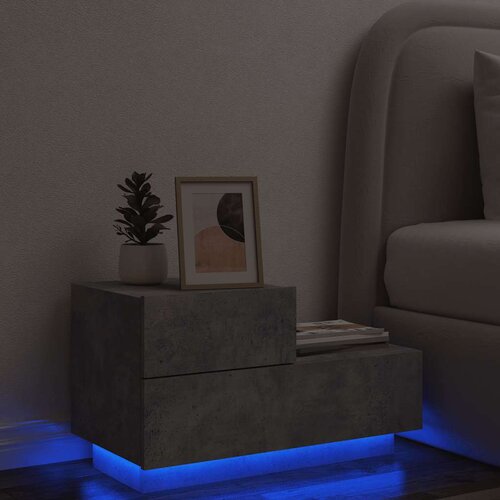  Noćni ormarić s LED svjetlima siva boja betona 70x36x40,5 cm Cijene