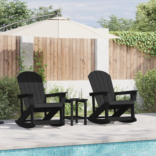 vidaXL Adirondack gugalniki 2 pcs Črna 73.5 x 92 x 90 cm HDPE Cene