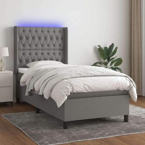  Box spring postelja z vzmetnico LED temno siva 80x200 cm blago, (20789328) Slike