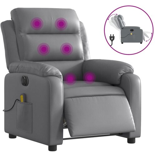 Maison Chic Električni masažni naslanjač - Relax naslanjač sivo umetno usnje, (22134694) Slike
