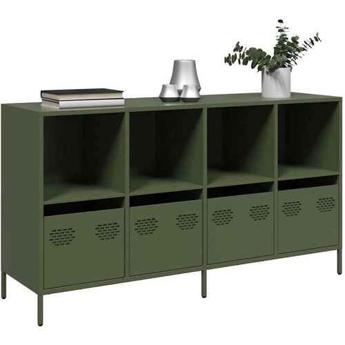 vidaXL Komoda olivno zelena 135x39x73,5 cm hladno valjano jeklo Cene