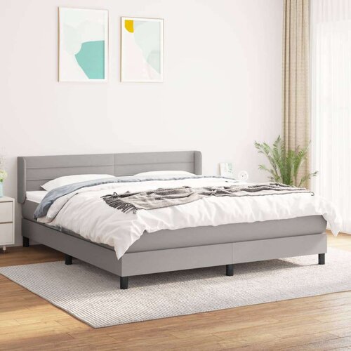  Krevet box spring s madracem svjetlosiva 160x200 cm tkanina Slike