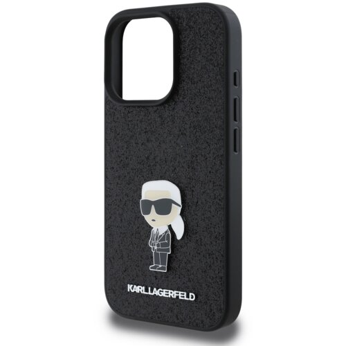 Karl Lagerfeld originalen ovitek iphone 16 pro max - glitter iml nft iconic - črn ovitek z ble&amp;scaron;čicami- KLHCP16XGKNPSK Slike