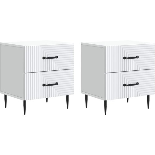  Noćni ormar 2 pcs Bijela 43 x 34,5 x 47,5 cm Konstruirano drvo Slike
