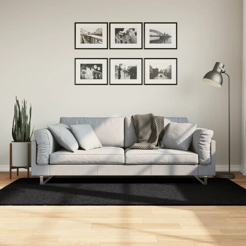 vidaXL Košata preproga moderna črna 100x200 cm Cene