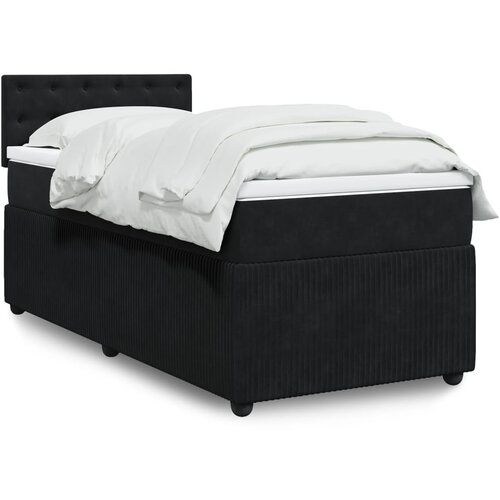 vidaXL Box spring postelja z vzmetnico črna 90x200 cm žamet Cene