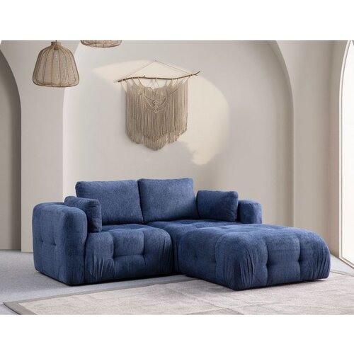 Atelier Del Sofa Amaris 2 Seater With Pouffe - Navy Blue Navy Blue Corner Sofa Cene