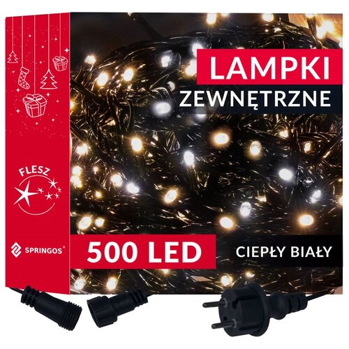 Springos set božićnih lampica Flash, 500 LED, 28,5 m, toplo bijela + flash hladno bijela Slike
