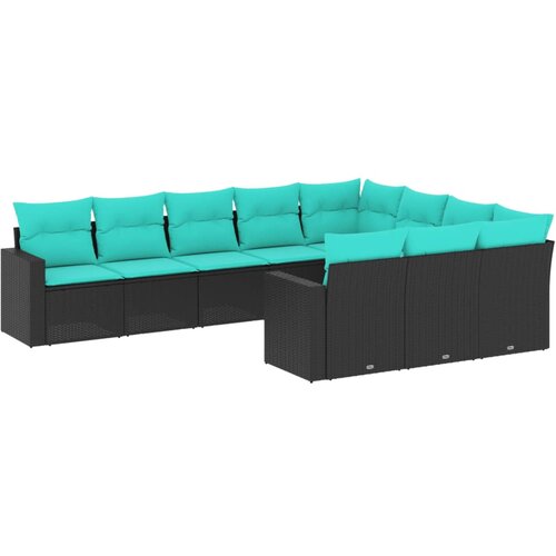 vidaXL 10-dijelni set vrtnih sofa od poliratana s jastucima crni Cijene
