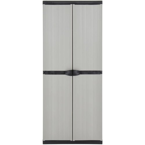  Vrtni ormarić za pohranu s 3 police sivo-crni 68 x 40 x 168 cm Slike