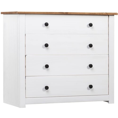 VidaXL Komoda bela 80x40x73 cm borovina Panama Range Slike