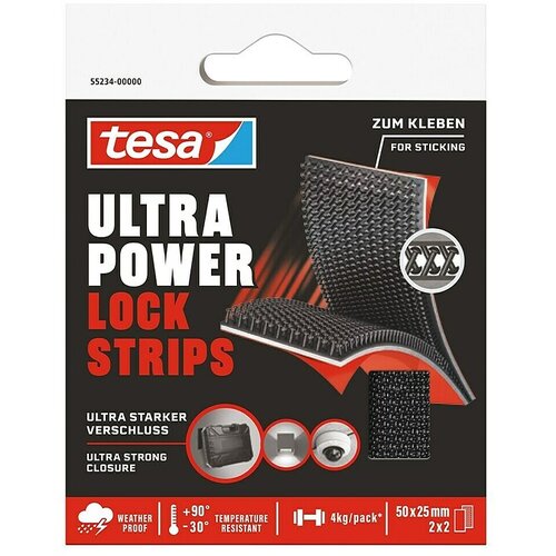 Tesa Ultra Power Podmetač na čičak Lock Strips (D x &amp;Scaron;: 5 cm x 25 mm, Crna) Slike
