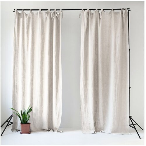 Linen Tales Bela lanena zavesa z zankami Night Time, 250 x 140 cm Cene