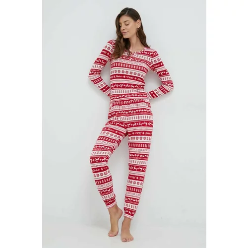 Hollister Co. Pidžama za žene, boja: crvena