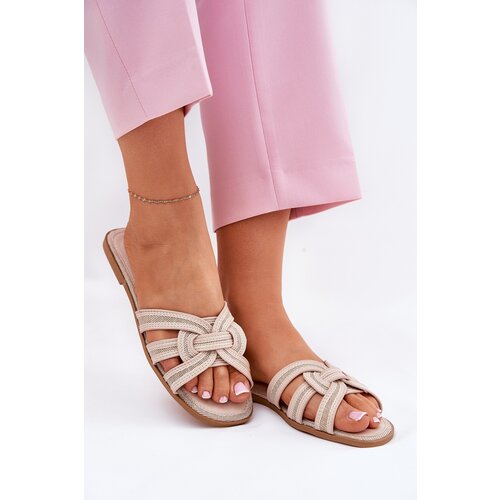 Boto Women's Flat Sandals With Intertwining Straps Beige Acimine Cene