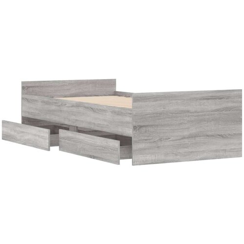  Okvir kreveta s ladicama siva boja hrasta 100 x 200 cm Slike