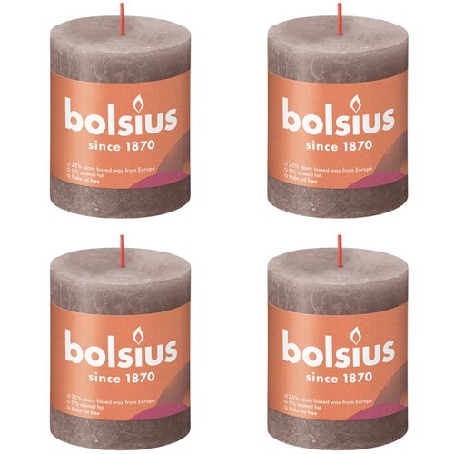 Bolsius rustične debele svijeće Shine 4 kom 80 x 68 mm sivo-smeđe Slike
