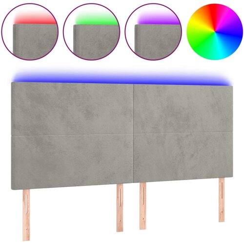 Maison Chic led posteljno vzglavje - vzglavna omarica - nočna omarica svetlo sivo 200x5x118/128 cm žamet, (21707778) Slike