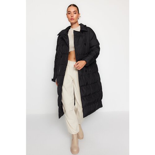 Trendyol Black Belted Water Repellent Long Inflatable Coat Slike